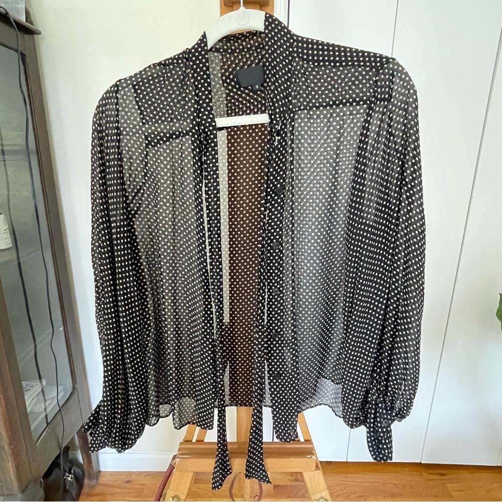 Nili Lotan polka dot silk shirt